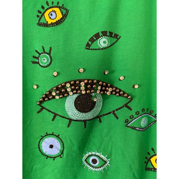 Women’s Emerald Green Evil Eye Puff Sleeve Tee, Everlynn Apparel, Large - Picture 7 of 8